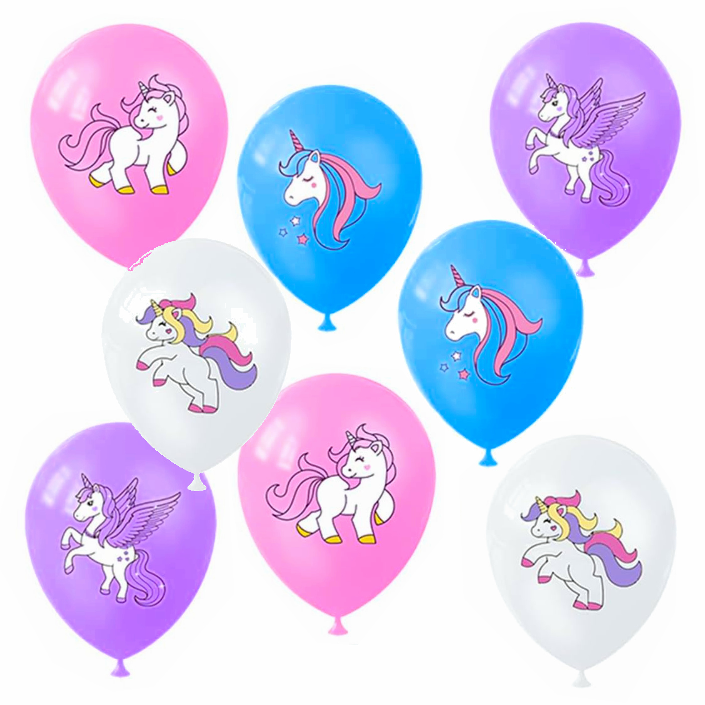 12 inch Balloons - Unicorns mixed colours (Packet of 8)